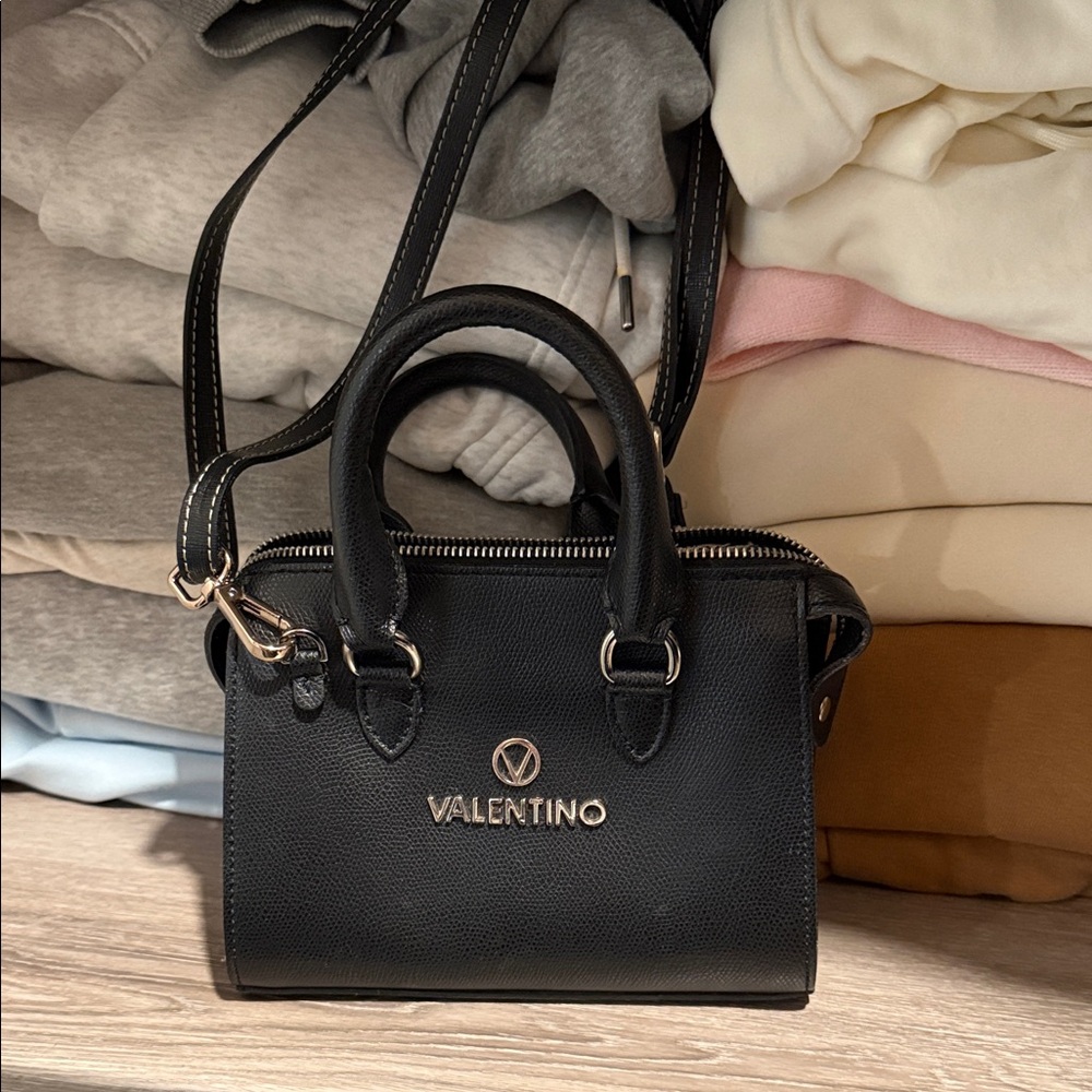 Valentino Black Mini Bag with Gold Accents